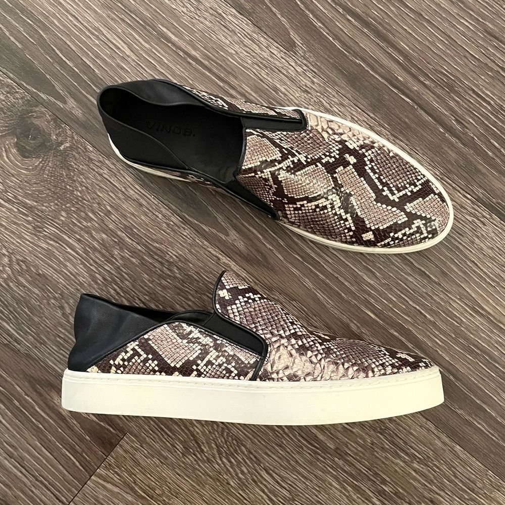 Vince Garvey Snake-Print Slip-On Sneakers